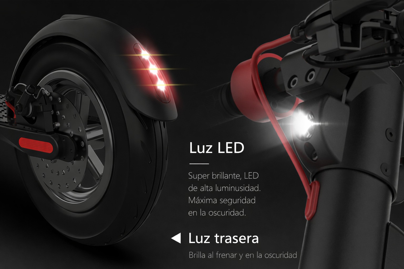 Monopatín eléctrico X8 - iluminación LED