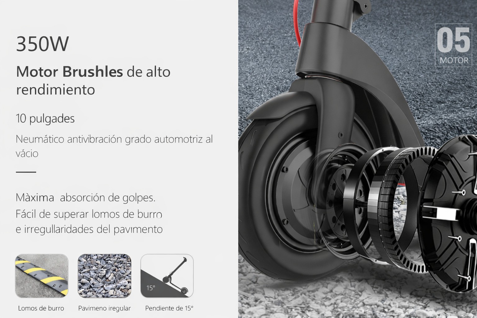 Monopatín eléctrico X8 - motor