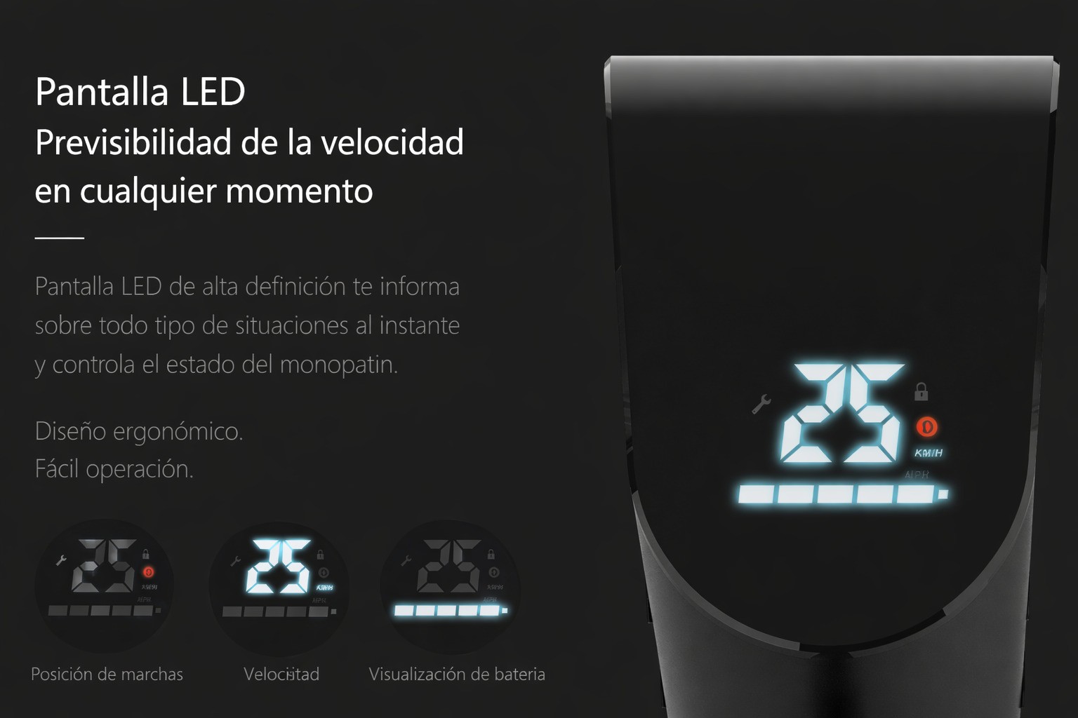 Monopatín eléctrico X8 - pantalla LED