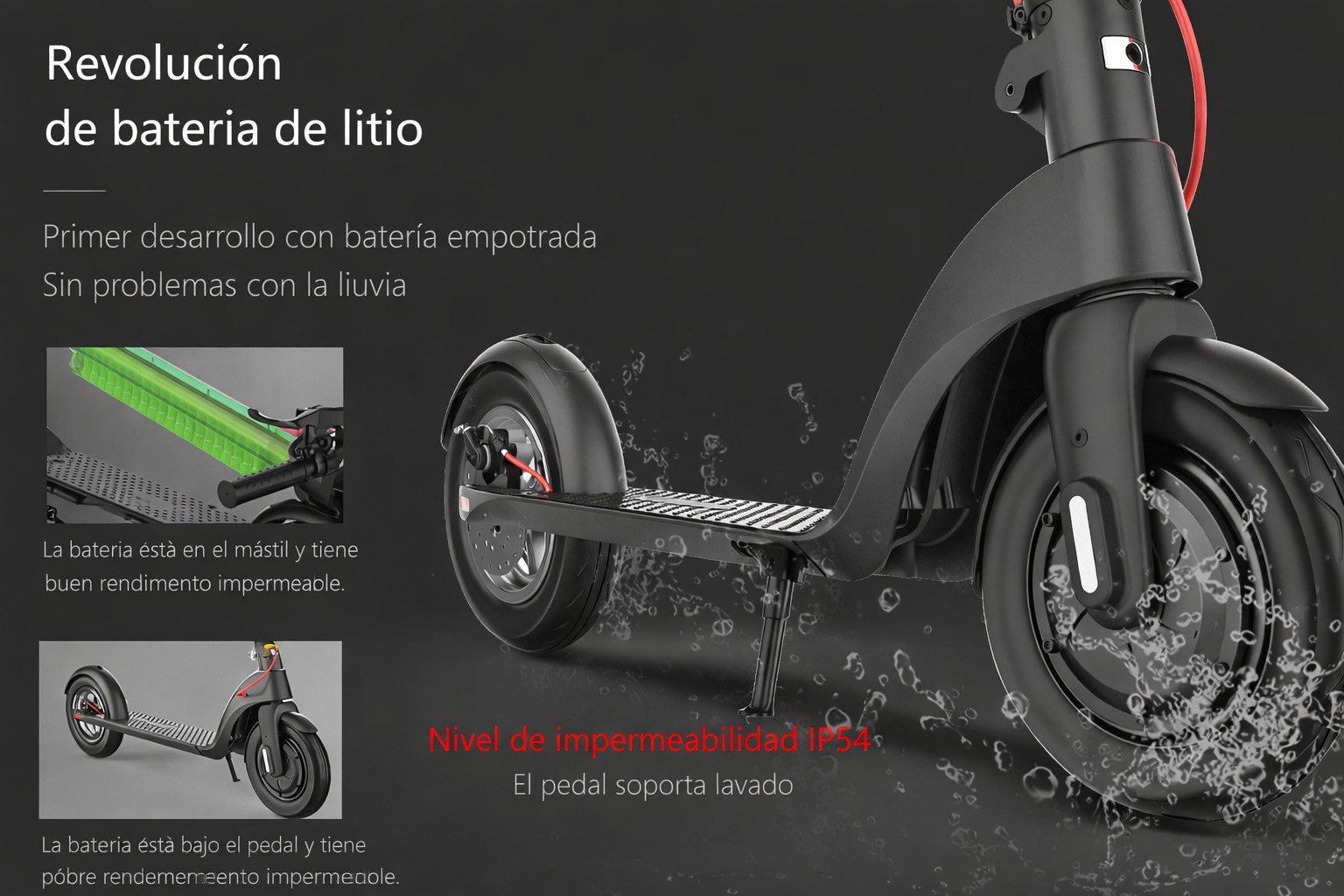 Monopatín eléctrico X8 - batería