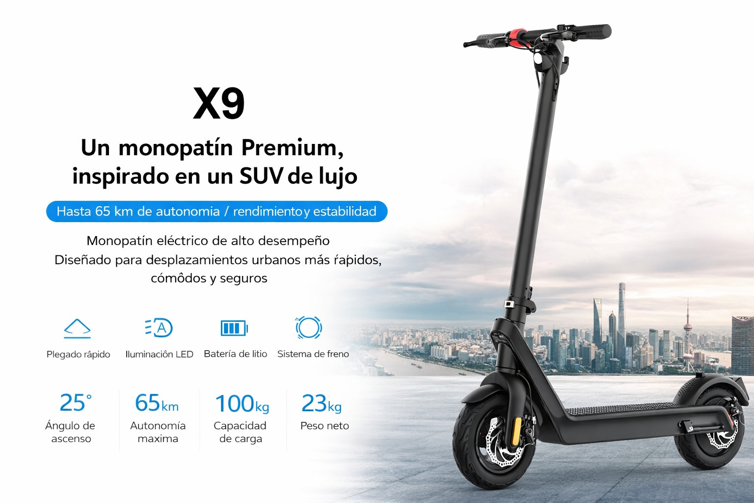 Monopatín eléctrico X9 - imagen principal